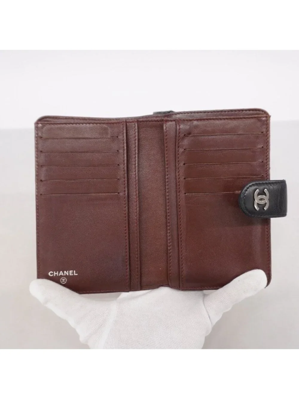 Chanel Wallet Quilted Lambskin Black Silver